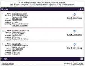 Xtreme Locator sample search results