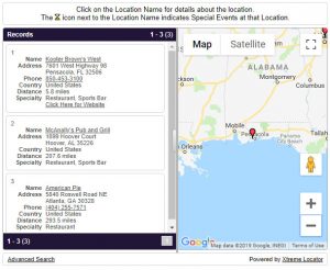 Xtreme Locator sample search results